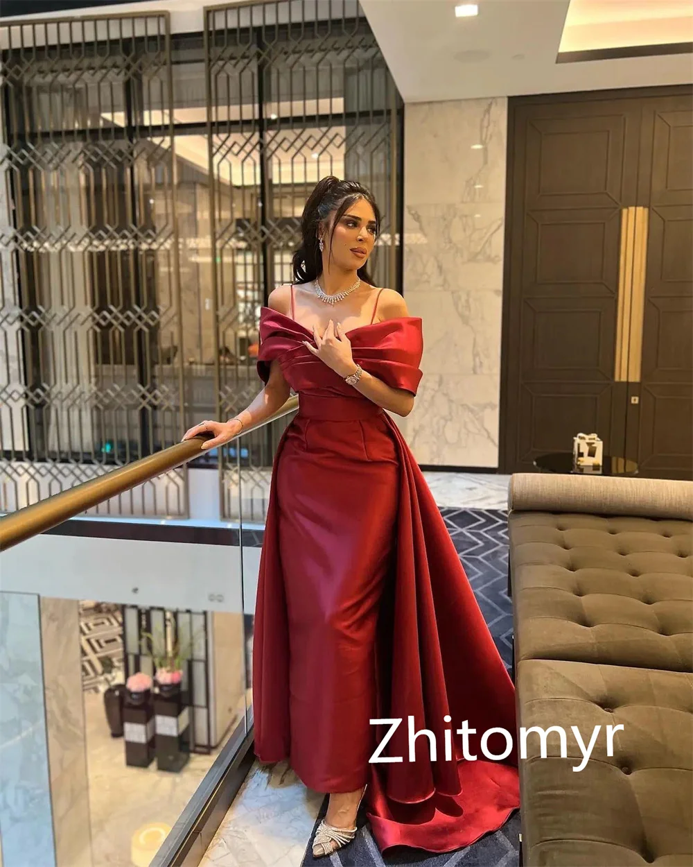 Customized Exquisite Spaghetti Strap A-line Floor Length Evening Dresses Formal Ocassion Gown Fold s ladies dresses for special