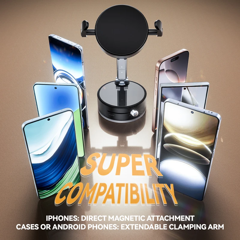 

Multi-functional Vacuum Adsorption Bracket New Upgraded Portable Spinning Turn Lazy Vacuum Magnetic Mobile Phone Holder Desktop