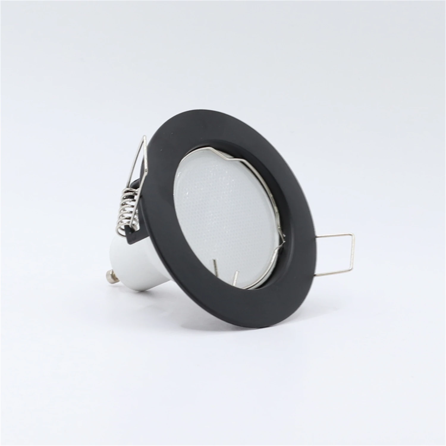 Hitam aluminium Aloi Downlight bingkai potongan bulat 55mm perlengkapan bingkai rumah dalam ruangan Gu10 Downlight perumahan