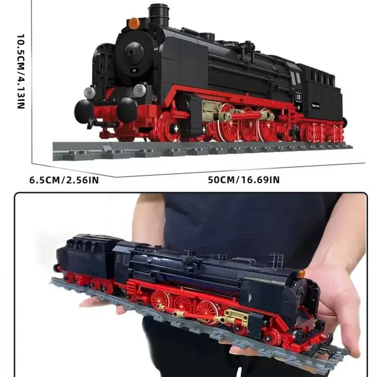 Classic Train Building Block Train Kits German BR01 Steam Locomotive Building Bricks DIY 1173pcs Rail Train Bricks Toys