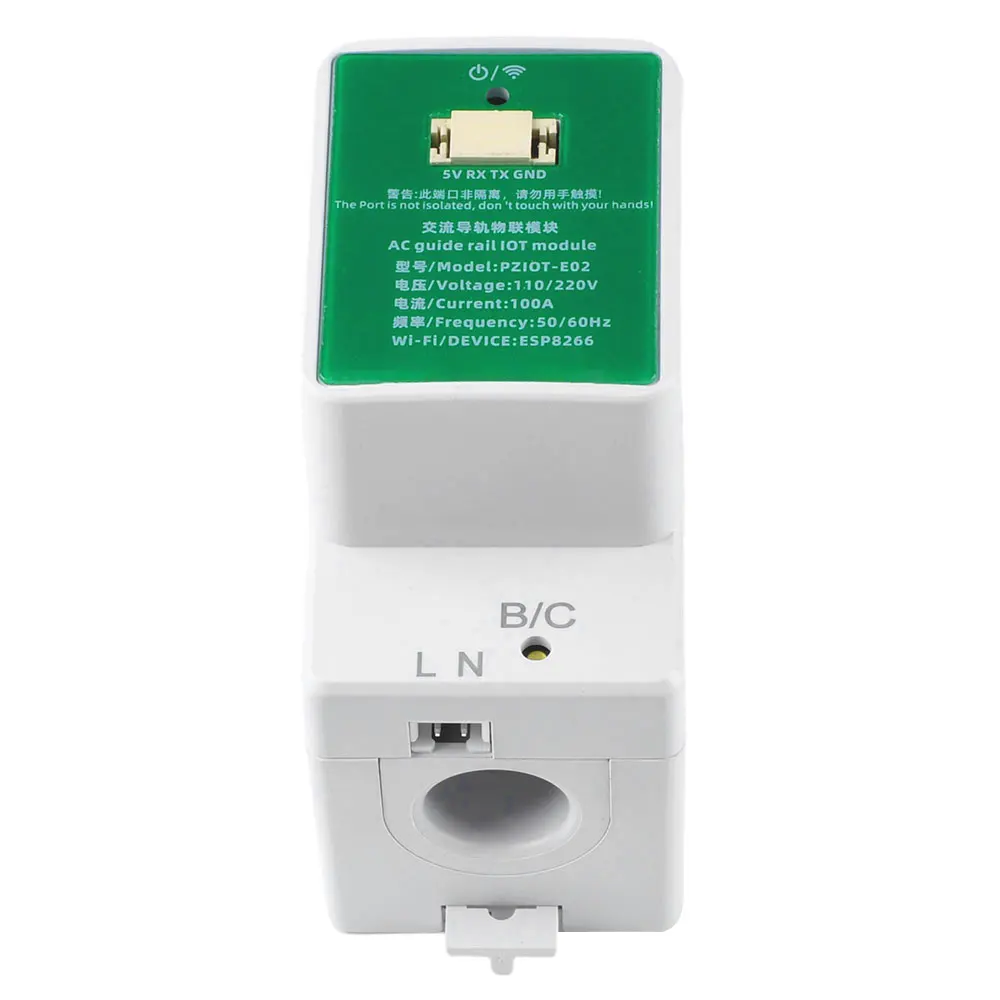 Intelligent WIFI Single-phase Rail Type Energy Meter AC 110/220V 100A 50/60Hz Voltage And Current Tester PZIOT-E02