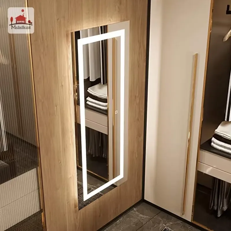 Full Size LED Lighted Floor Mirror Freestanding Large Dressing Glass with Frame for Bedroom Bathroom Decor Body Reflection