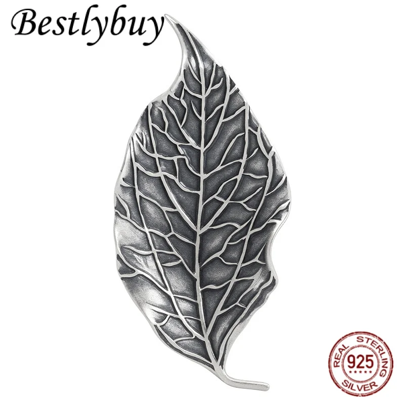 

new S925 Silver Original Design Retro Thai Silver Fallen Leaf Broch Men's and Women's Fashion Minimalist Collar Pin Pin
