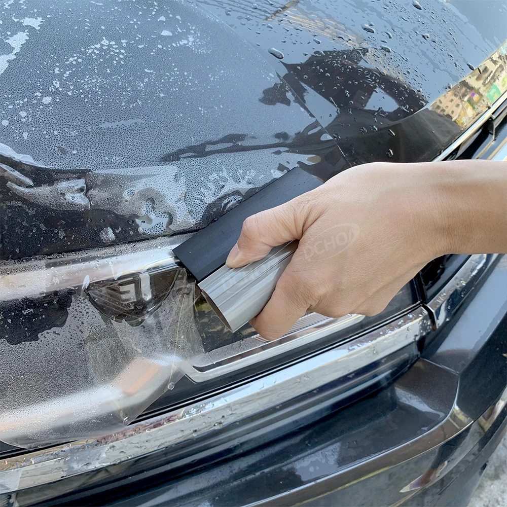 DCHOA 4 Inch Carbon Fiber Rubber Squeegee for Car PPF Vinyl Wrap Window Tint Film Installation Water Removal Tool