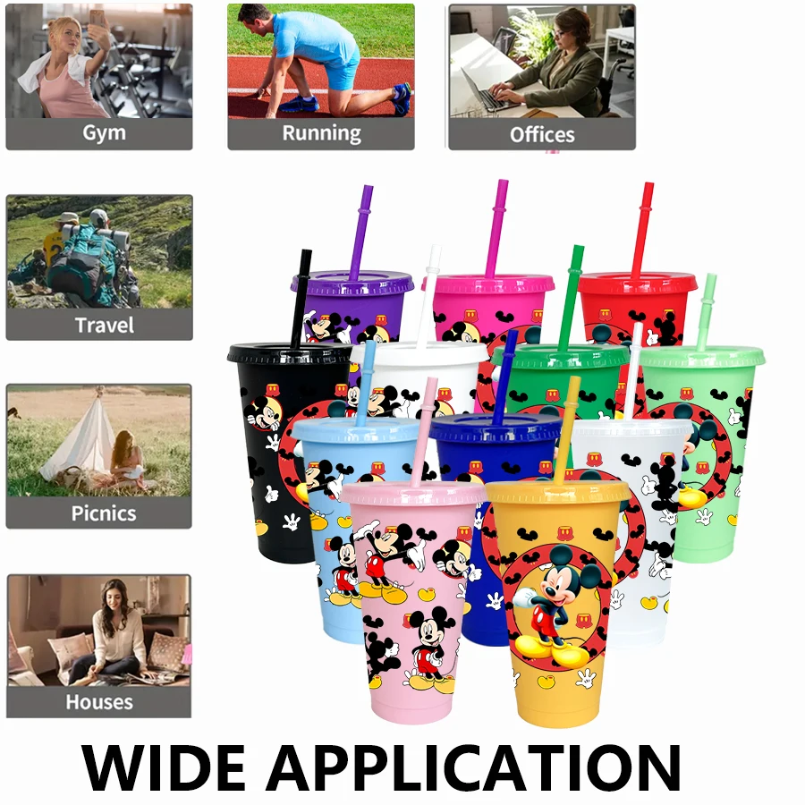 แก้วพลาสติกหลากสี 26 ออนซ์ ลายดิสนีย์ มิกกี้เมาส์ 12 ชิ้น/แพ็ค สำหรับงานวันเกิด ใช้ดื่มน้ำผลไม้ กาแฟ