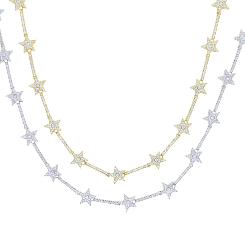 2026 New Fashion Classic Women Jewelry Geometric Micro Paved CZ Bar Star Charm Choker Necklace