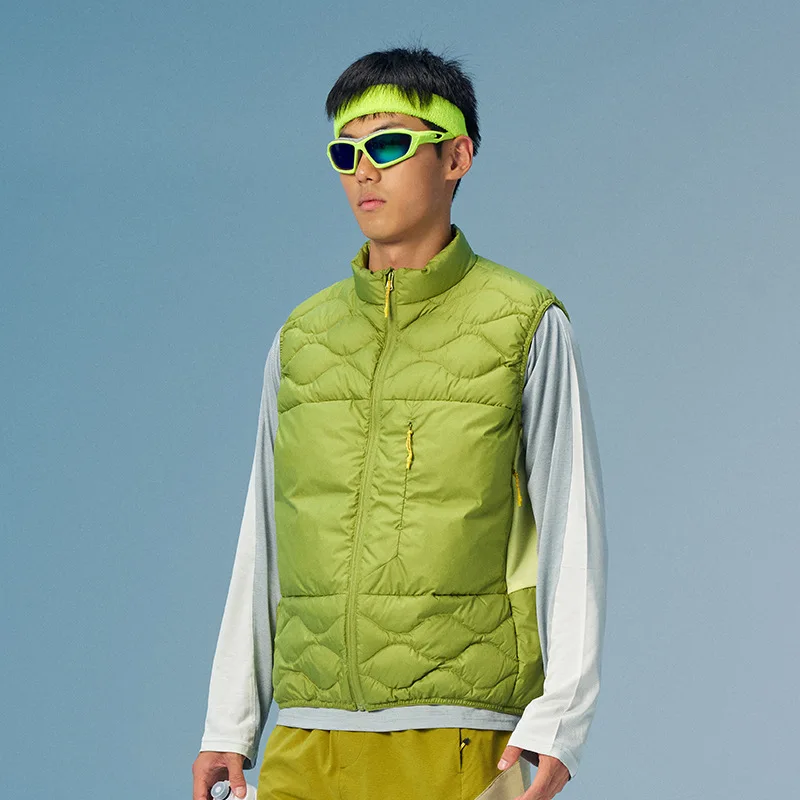 90 White Duck Down Outdoor Water Resistant Vest for Men Women Sports Stand Collar Lightweight Portable Down Waistcoat JK-363
