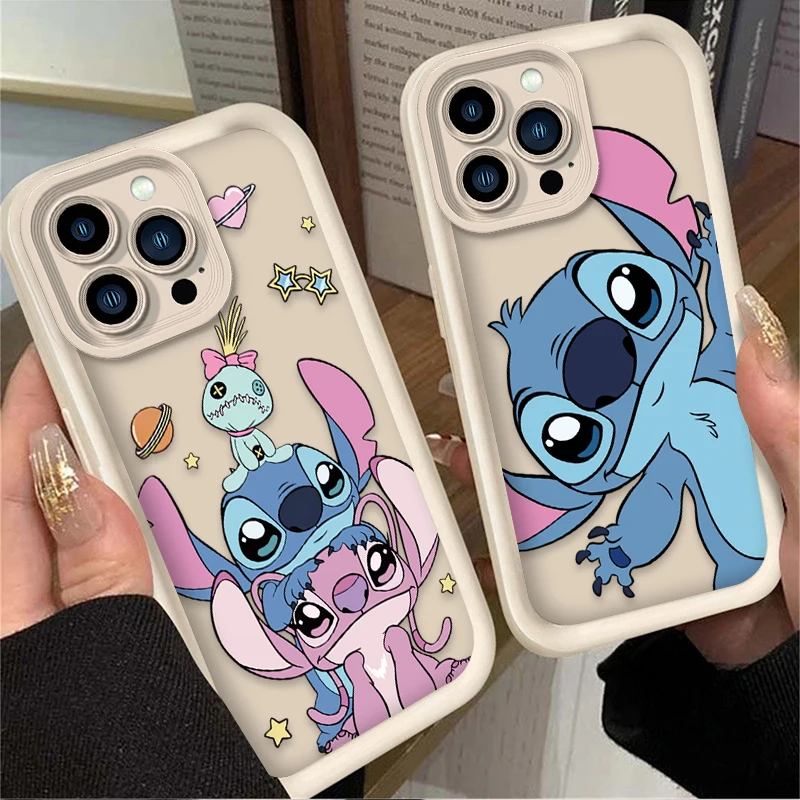 لطيف غرزة الملاك زوجين القضية آيفون 17 الهواء 16 16E 15 14 13 12 11 برو ماكس X XS X S ماكس XR SE 2020 SE4 7 8 غطاء سيليكون