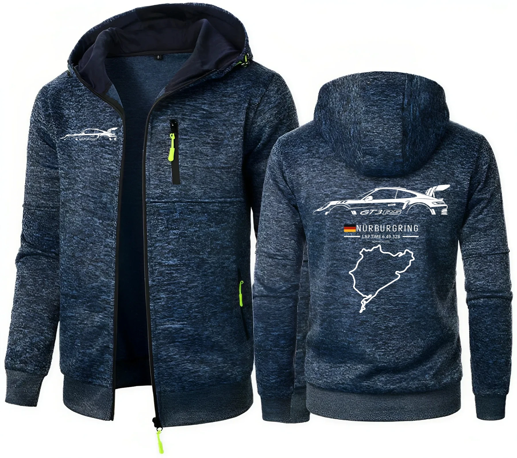 GT3 RS Men's Sweatshirts Track Car Men Sweater Hooded Zipper Jacquard Car Hoodies Jacket Sports Sweatshirts