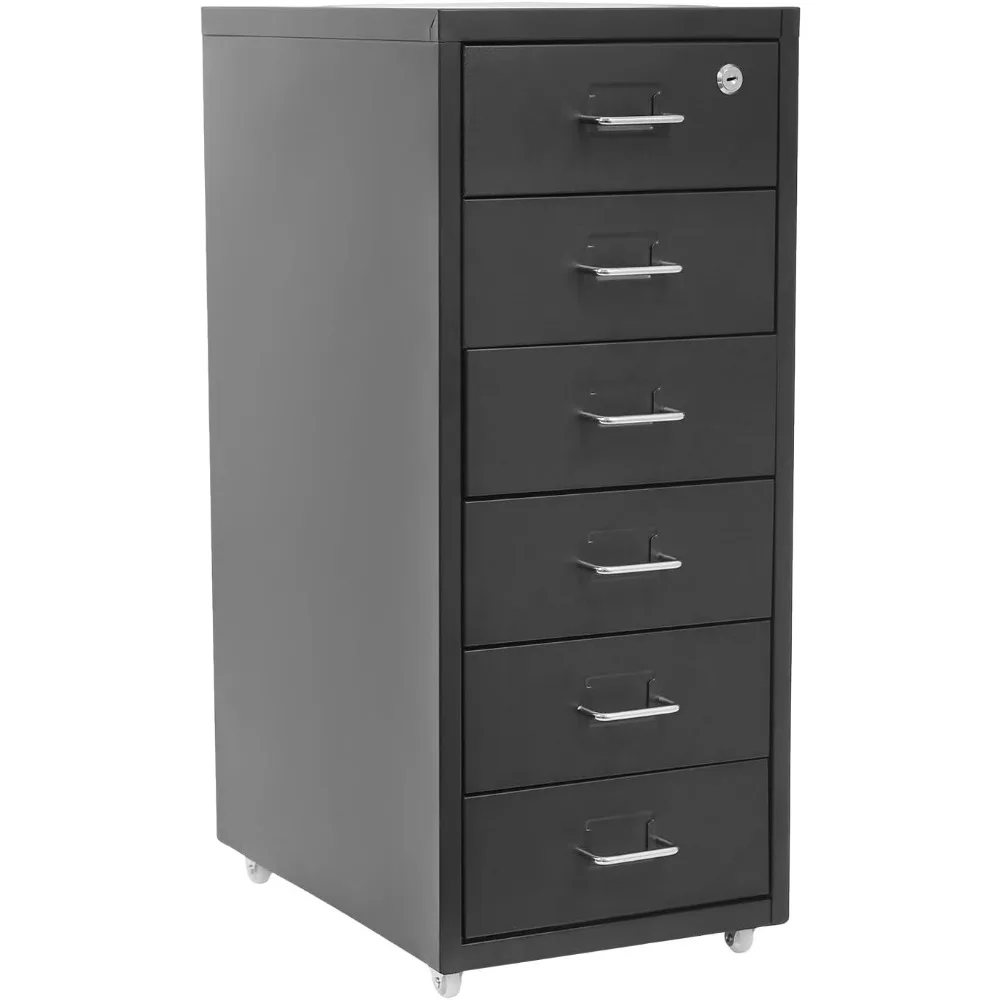 

6 Drawers Vertical File Cabinet Metal Locking Filing Cabinet Mobile Small Desk Printer Stand Storage Organization