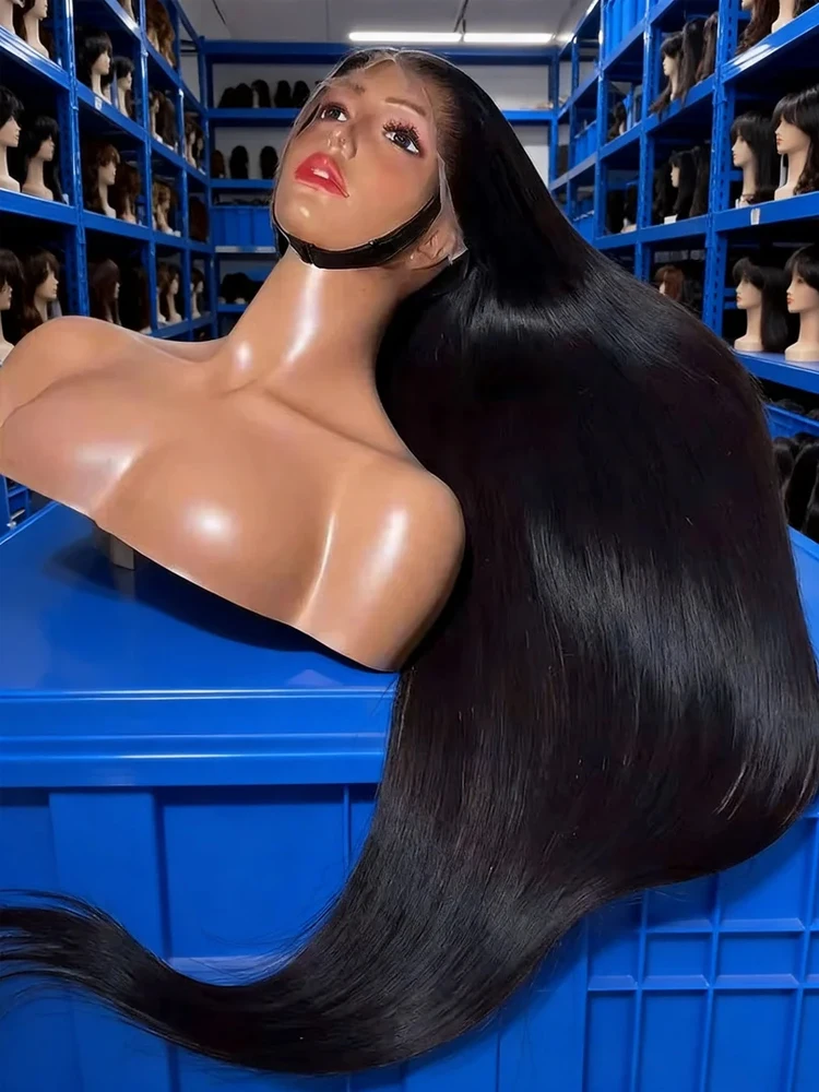 250% Density Bleached Knots Upgraded 13x4 Transparent Lace Frontal Wig For Women 40 Inch Invisible Melt Skin 13x6 HD Bone Straight Lace Front Wigs Human Hair Brazilian Remy Glueless Wig Human Hair Preplucked Hairline With Baby Hair Natural Black Color