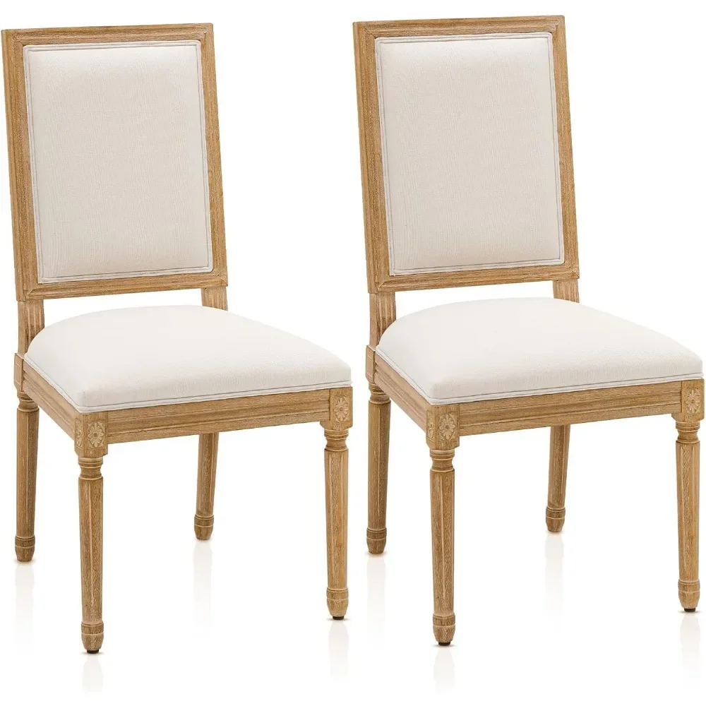 Furniliving Country Dining Chairs Set of 2, Upholstered Dining Room Chairs with Back Farmhouse Kitchen Chairs for Living Room