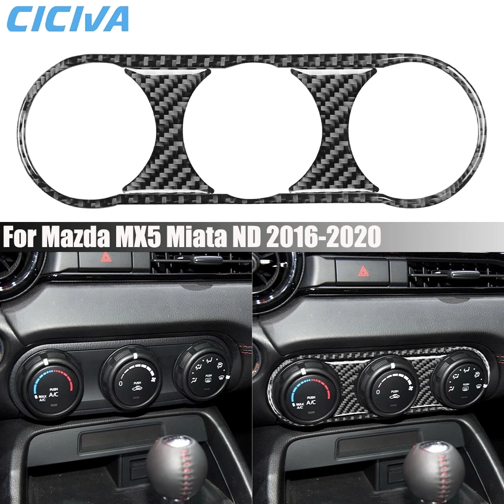 

Carbon Fiber Car Accessories Center Console Climate Panel Interior Cover Modified Trim Sticker For Mazda MX5 Miata ND 2016-2023