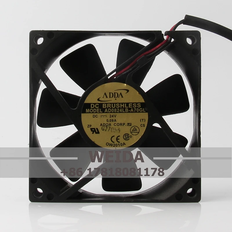 AD0824LB-A70GL Case Cooling Fan for ADDA DC24V 0.09A  80x80x25MM 2-wire Inverter Axial Flow Centrifugal Ventilation