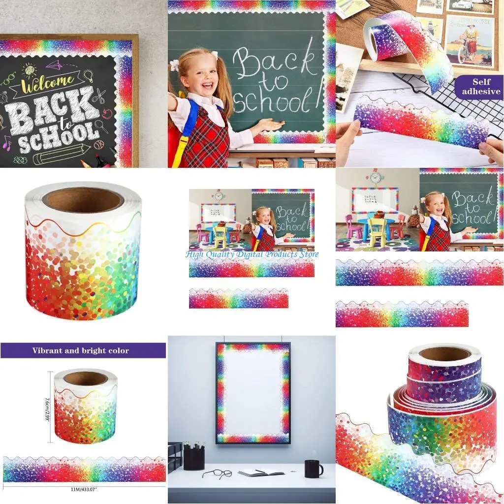 U2JE حواف حواف ملونة لديكور الفصول الدراسية، والنوافذ، والجدران #1