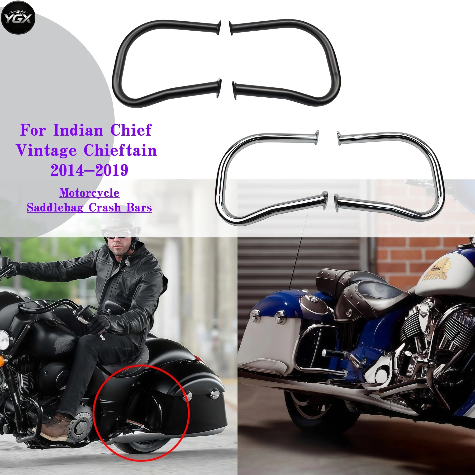 Motorcycle Rear Highway Saddlebag Rail Guard Anti-Collision Bumper Bar For Indian Chief Vintage Chieftain Roadmaster 2014-2019