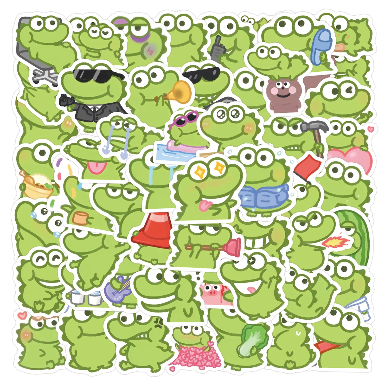 

100PCS Kawaii Crocodile Stickers Korean Crocodile Meme Vinyl Waterproof for Laptop Phone Case Notebook Water Bottle DIY Stickers