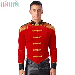 Mens Circus Ringmaster Jacket Coat Adult Halloween Cosplay Costume Fringed Shoulder Board Velvet Showman Victorian Tailcoat Tops