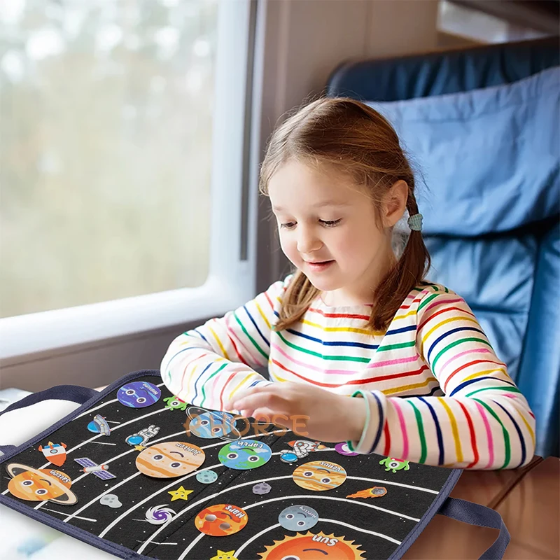 Conjunto de placa de feltro de viagem portátil bug inseto fazenda universo montessori brinquedos storytelling atividade pré-escolar aprendizagem precoce para crianças