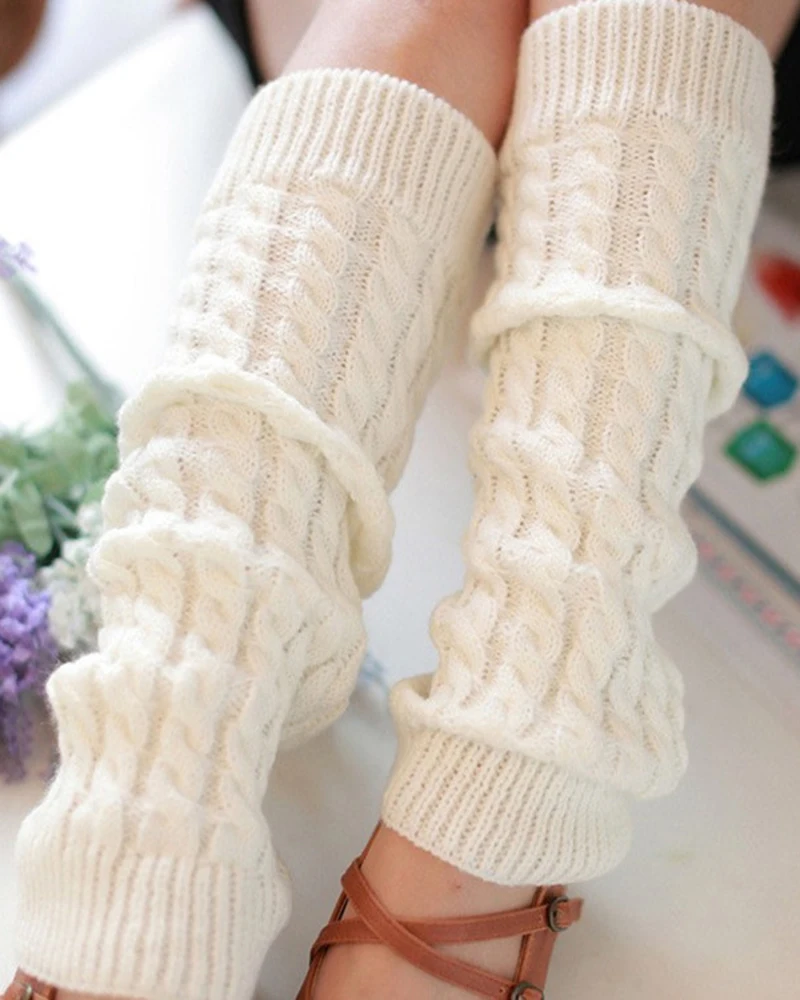 

Women Socks Leg Warmers Woolen Solid Color Daily Casual 2024 Winter Knitted Foot Covers Loose Fit Stacking Long Socks