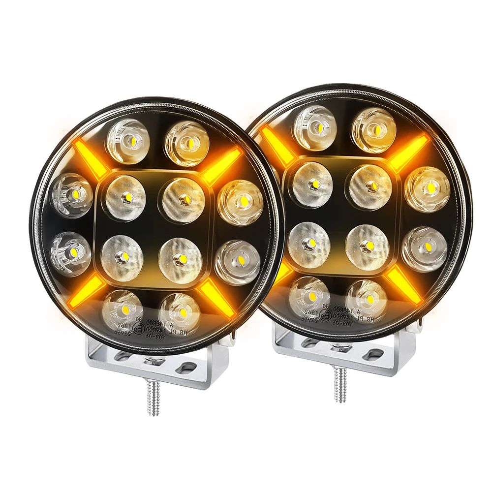 UN 9 Inch Truck Spotlight 6000 k Wit Full LED Amber Mistlamp Stroboscooplicht Truck Rijden Licht 12 V 24 V voor Offroad CarIP68