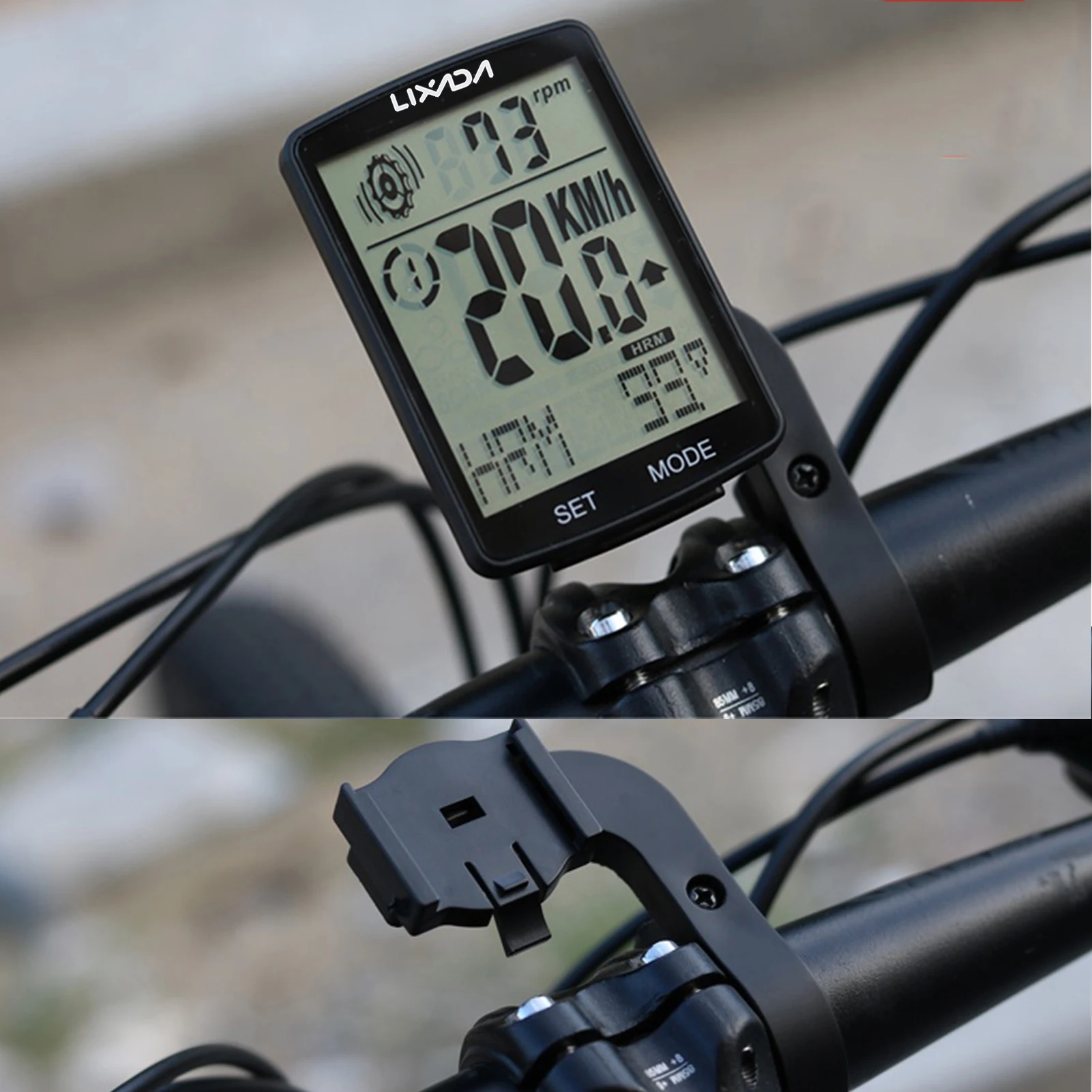 LIXADA 3 in 1 Wireless Bike Computer Multi Functional LCD Screen Mountain Bike Computer with Heart Rate Sensor Speedometer