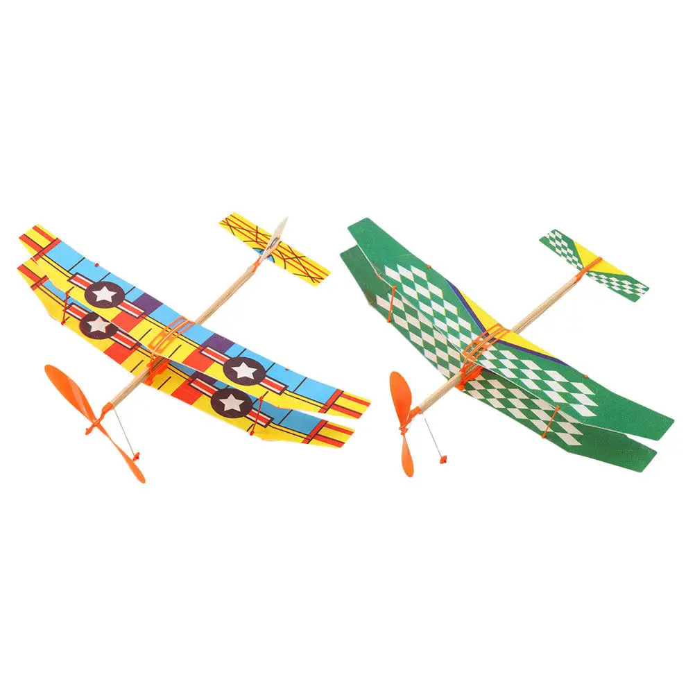 

2Pcs Rubber Band Airplane Biplane Kids DIY Educational Assemble Aircraft Glider Plane Interactive Learning Play