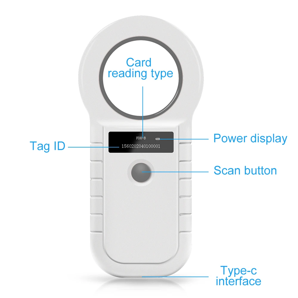 W90D Portable Animal Tag Reader USB RFID 134.2Khz/125Khz EMID Pet Chip Scanner Data Storage FDX-B ISO 11784/85 Microchip Reader