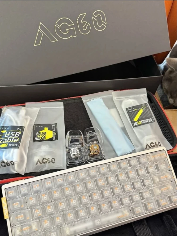 

Игровая клавиатура AULA AG60 с ЧПУ, 8000 Гц, клавиатура с магнитным переключателем RT, 0,001 мм, настраиваемая проводная механическая клавиатура RGB