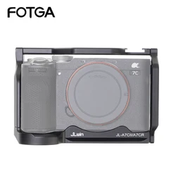 FOTGA jaula de cámara para Sony A7CII, A7CR, A7C2, jaula de conejo, aparejo de cámara, accesorios de fotografía, mango de localización, trípode de agujero