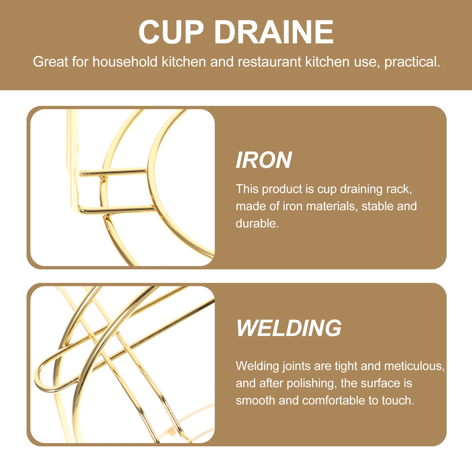 

1 pc Glass Cup Drainer Rack For Kitchen Cup Drying Organizer Storage Stand Metal Frame Smooth Finish Fade Resistant