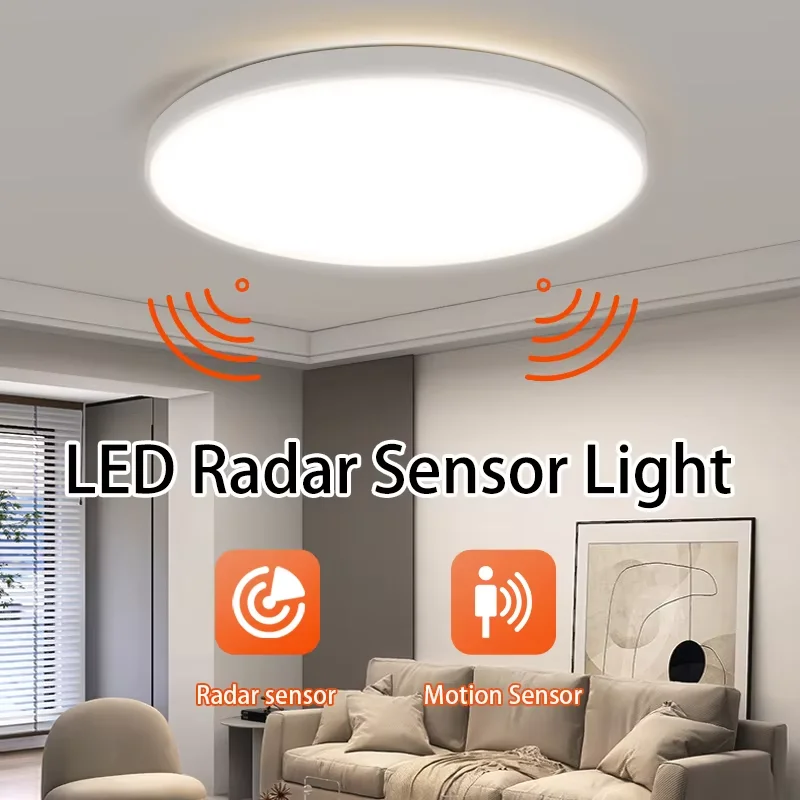 Luz LED con Sensor de Radar, lámpara de techo Led de 220V, iluminación con Sensor de movimiento para habitación, pasillos, pasillo, luces de techo