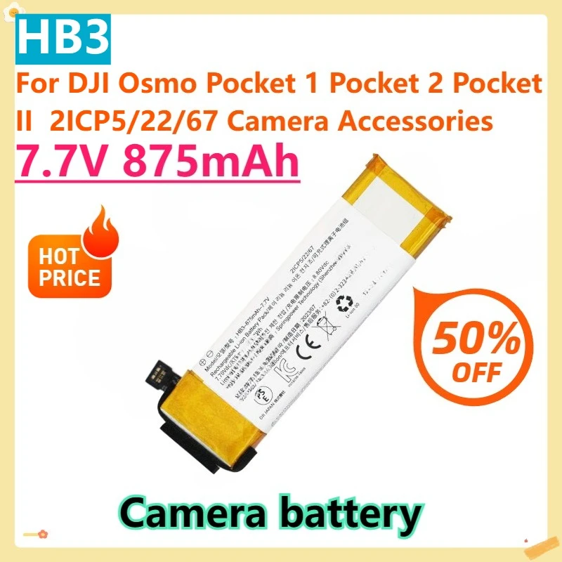 

For DJI Osmo Pocket 1 Pocket 2 Pocket II 2ICP5/22/67 Camera Accessories HB3 7.7V 850mAh Replacement Battery