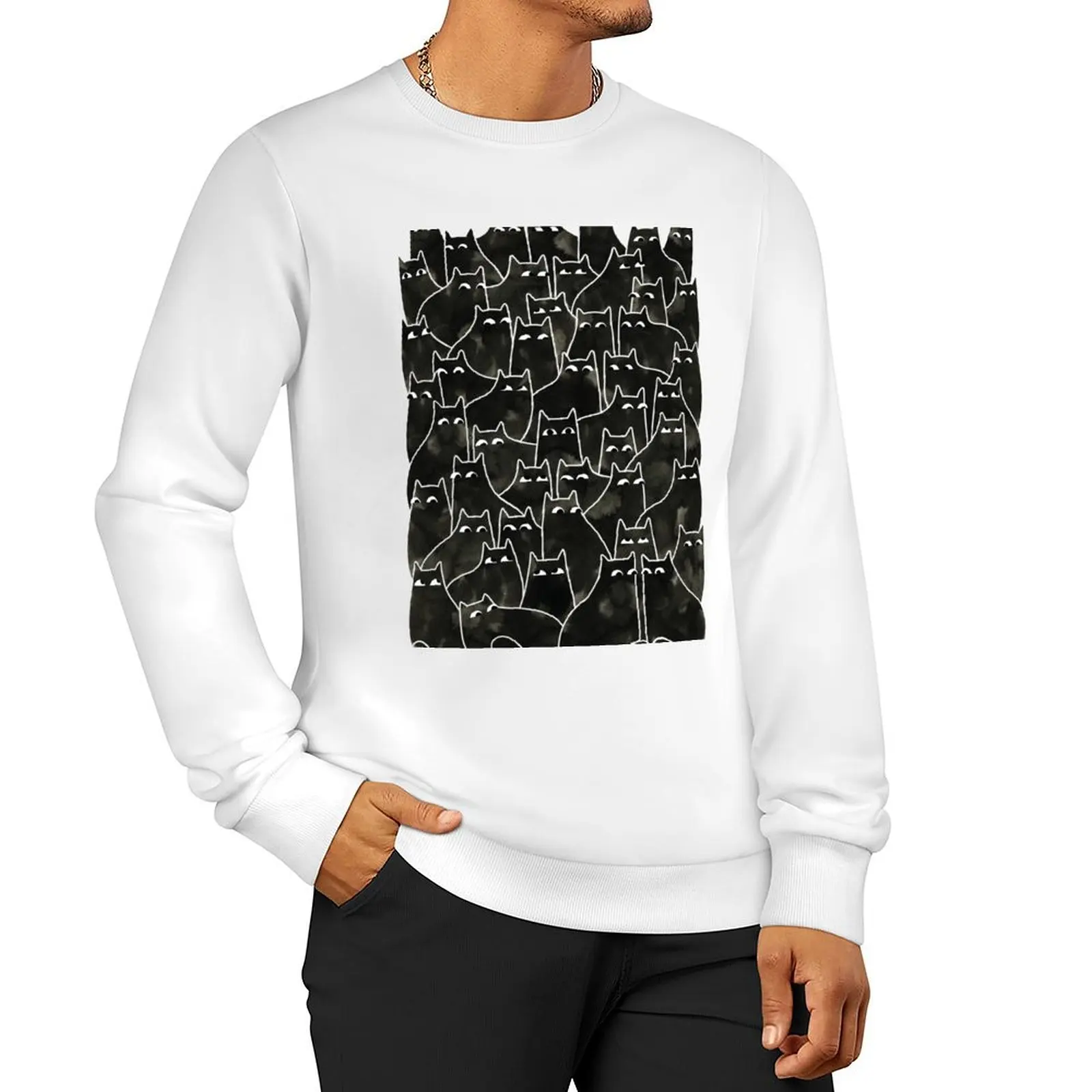 Suspicious Cats Sweatshirt men clothes men's sweat-shirt mens designer clothes oversize sweatshirt