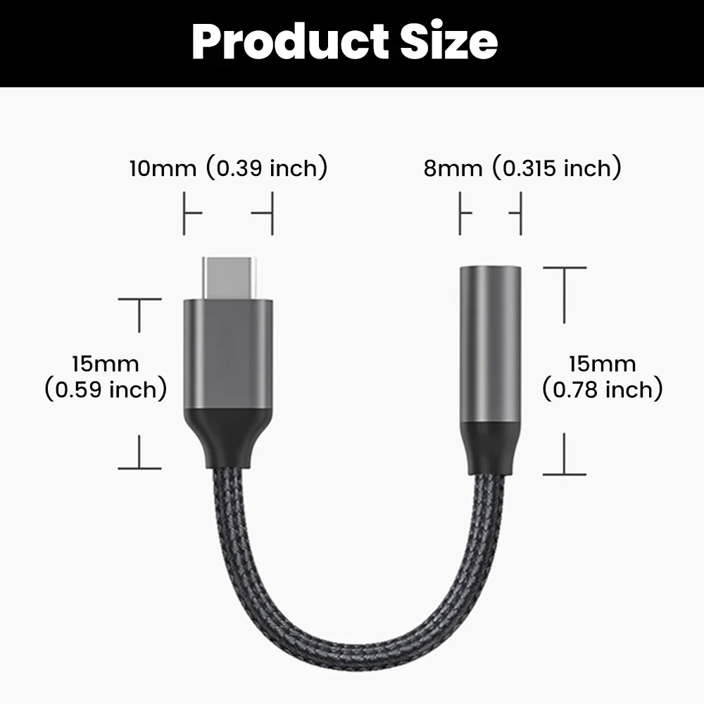 USB Type C to 3.5mm AUX Adapter Type-c 3.5mm Jack Audio Cable Headphones Cable Converter for iPhone 16 15 Samsung Galaxy S24 S23