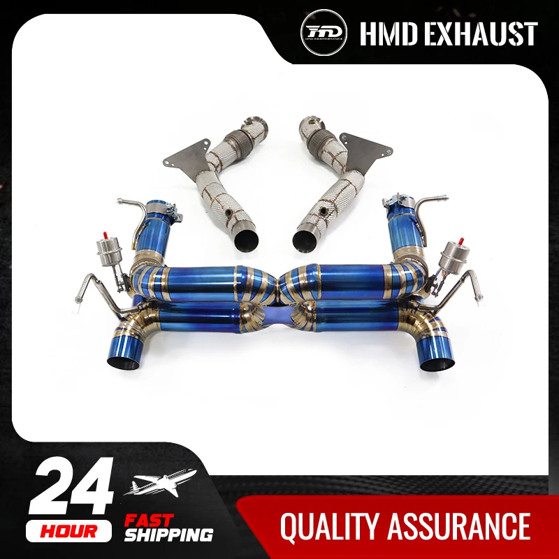 HMD Titanium Exhaust System Performance Catback for Ferrari 488 Pista Spider GTB 3.9T Valve Muffler With Tips Catless Downpipe