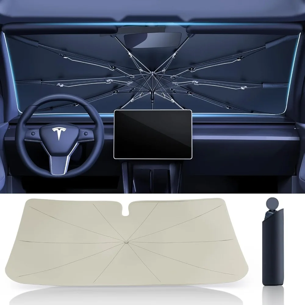 

[2025 Premium Upgrade] Windshield Sun Shade Umbrella for Car - [T-Cool Coating] UV Shield Blocks 99.9% Rays, Super Heat Insulati