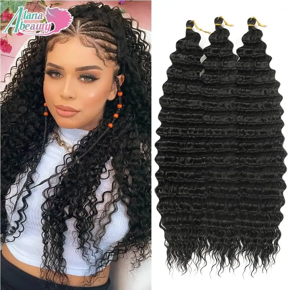 Alana 30 Inch Afro Curl Kinky Curly Crochet Braiding Hair Extensions Braids 100grams Synthetic Ombre Color Hair For Women