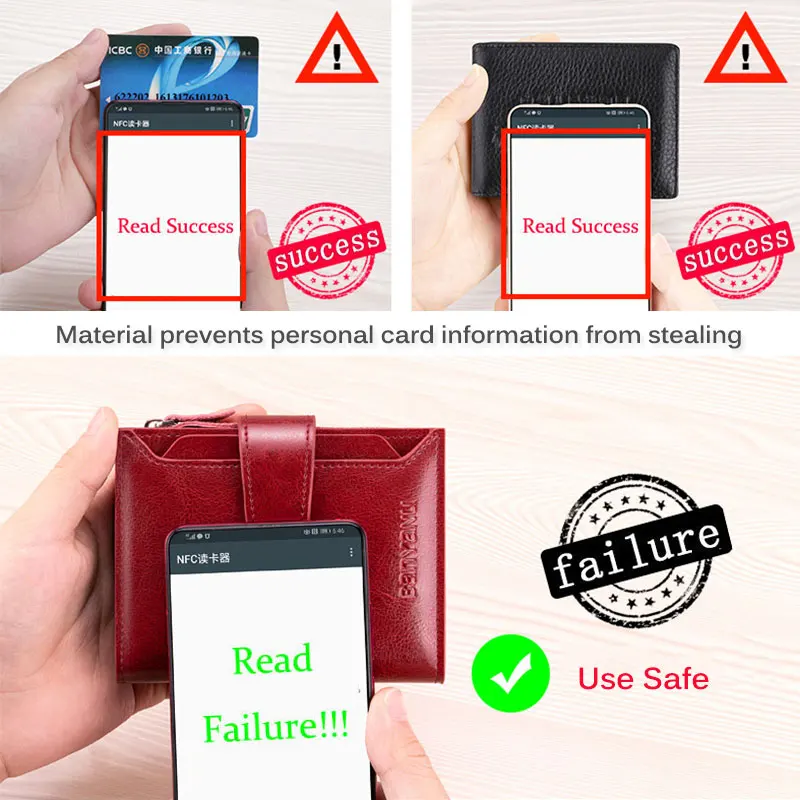Genuine Leather Women Three Fold Wallet RFID Blocking Card Holders Short Female Zipper Coin Purse Multi Function Money Clip