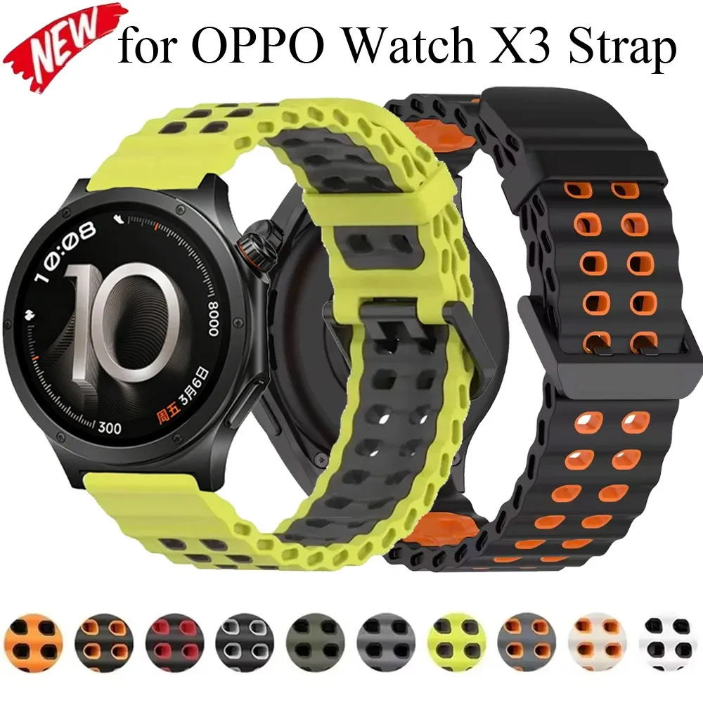 22mm Ocean Silikonarmband für OPPO Watch X3/X2/X/4 Pro Komfortables Band für Amazfit Active Max Huawei Watch 5 4 GT6 46mm Correa