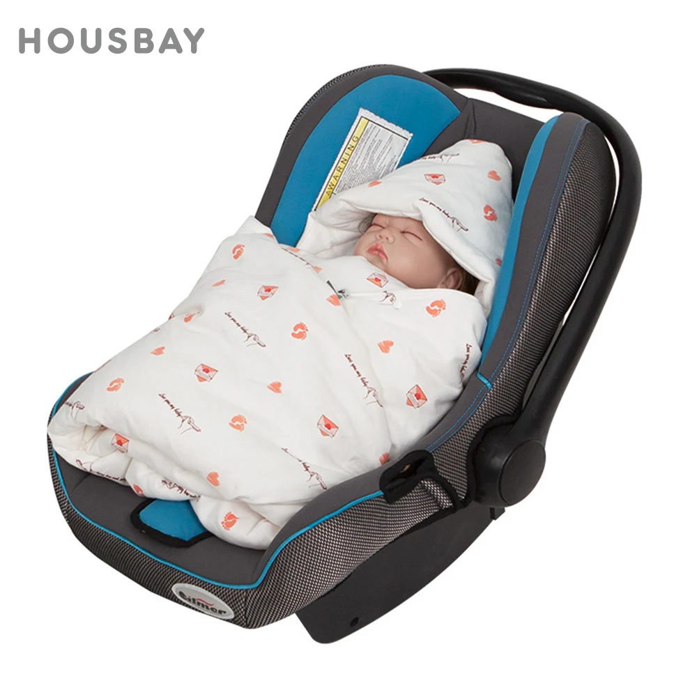 Baby Blanket In Infant Car Seat Fixed 5 Holes Position Hooded Envelope Windproof Warm For Newborn Hospital Discharge