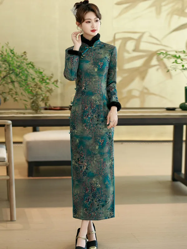 

Утепленная зимняя длинная юбка из флиса в винтажном стиле для женщин, модная теплая юбка из полиэфирного волокна