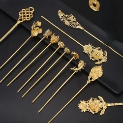 Retro Style Chinese Traditional Hairpin Female Hanfu Decoration Gold Silver Hair Headdress Accessories