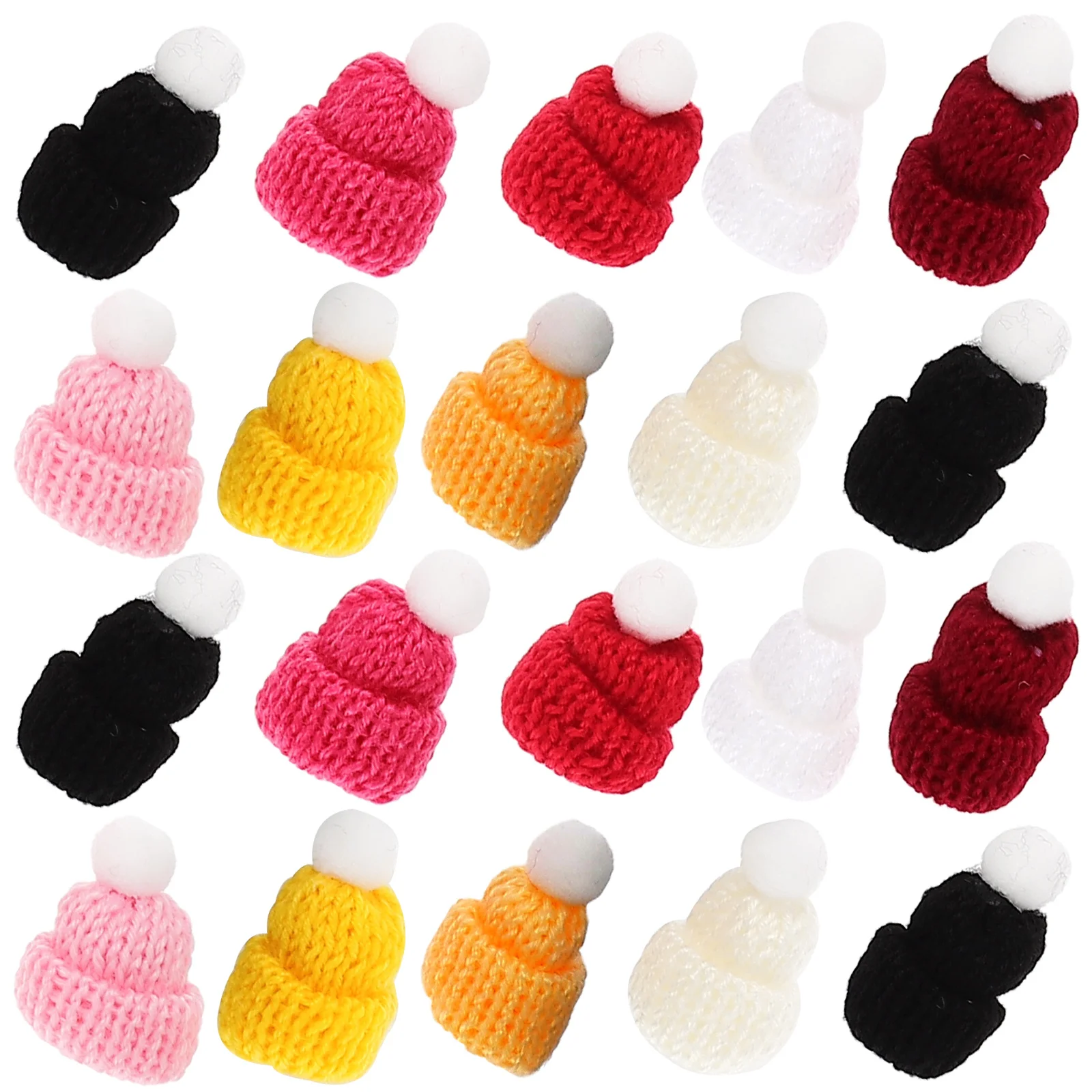 

50Pcs Mini Santa Hats Knit Fabric Craft Accessories Festive Tiny Hat Ornaments for Wall Ceiling Window Decorations