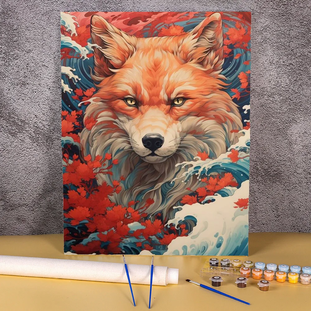 Animals Fox Oil Painting By Numbers Sea Wave 50x70cm Paint With Numbers Cartoon Picture On Canvas Home Decor DIY Drawing Number