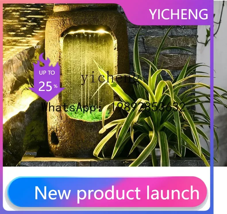 A2 courtyard large rockery waterscape ornament living room water curtain wall running water screen floor fountain decoration
