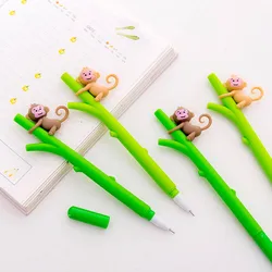 3Pcs Scimmia Gel Penne Sveglio Della Cancelleria Del Fumetto Penna Gel Studente Penna Firma Kawaii Forniture Scolastiche