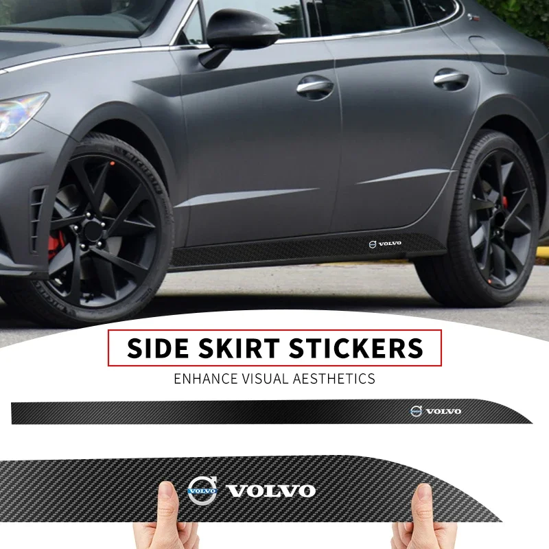 

2pcs Carbon Fiber Sport Stripes Car Door Side Skirt Decor Sticker For Volvo R Design T6 AWD C30 C40 C50 C70 S40 S70 S80 S90 V40