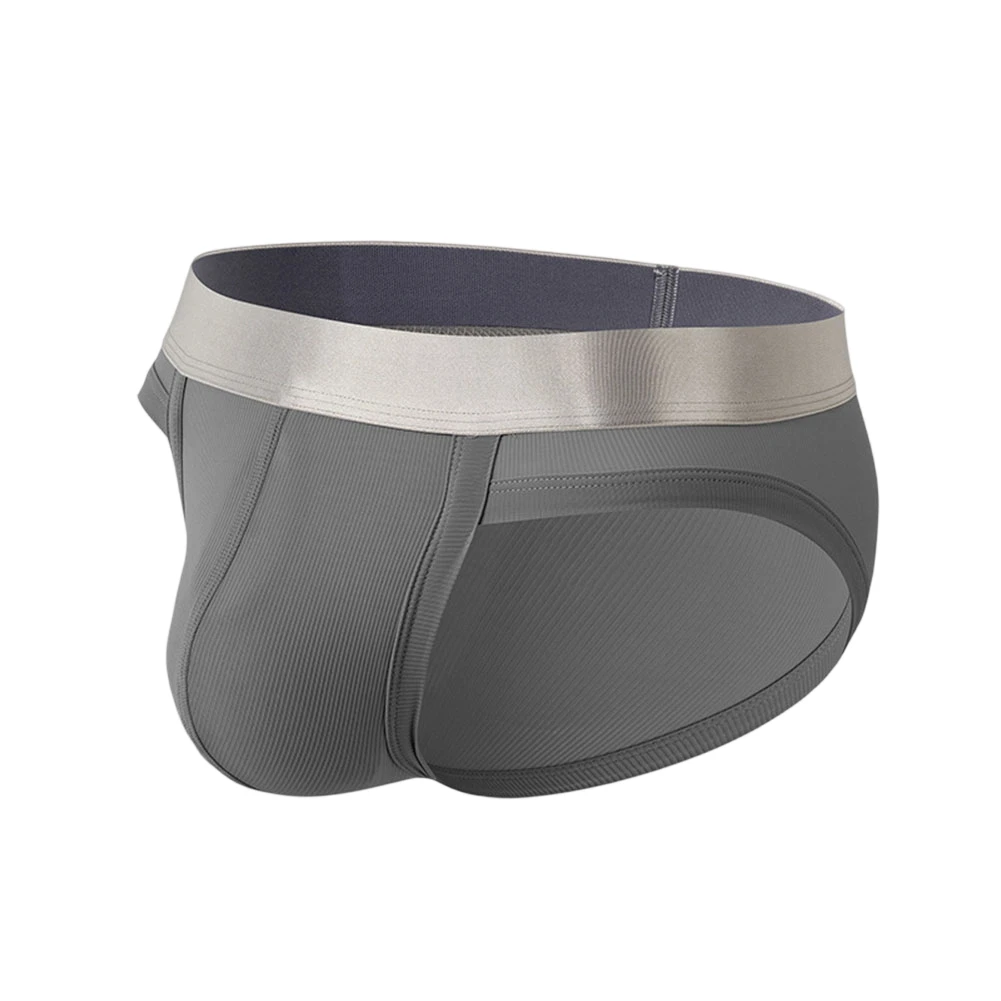 Men Separable Pouch Briefs Ice Silk Thin Breathable Quick Drying Underwear Soft Wide Waist Underpants Daily Solid Color
