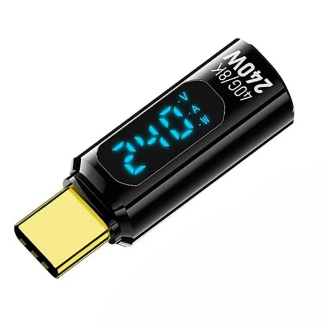 Adapter USB4 typu C (wtyk-mufa) o mocy 240 W, cyfrowy miernik mocy, prędkość transmisji danych 40 Gbps, obsługujący wideo 8K przy częstotliwości 60 Hz, szybkie ładowanie PD3.1 EPR. — 2